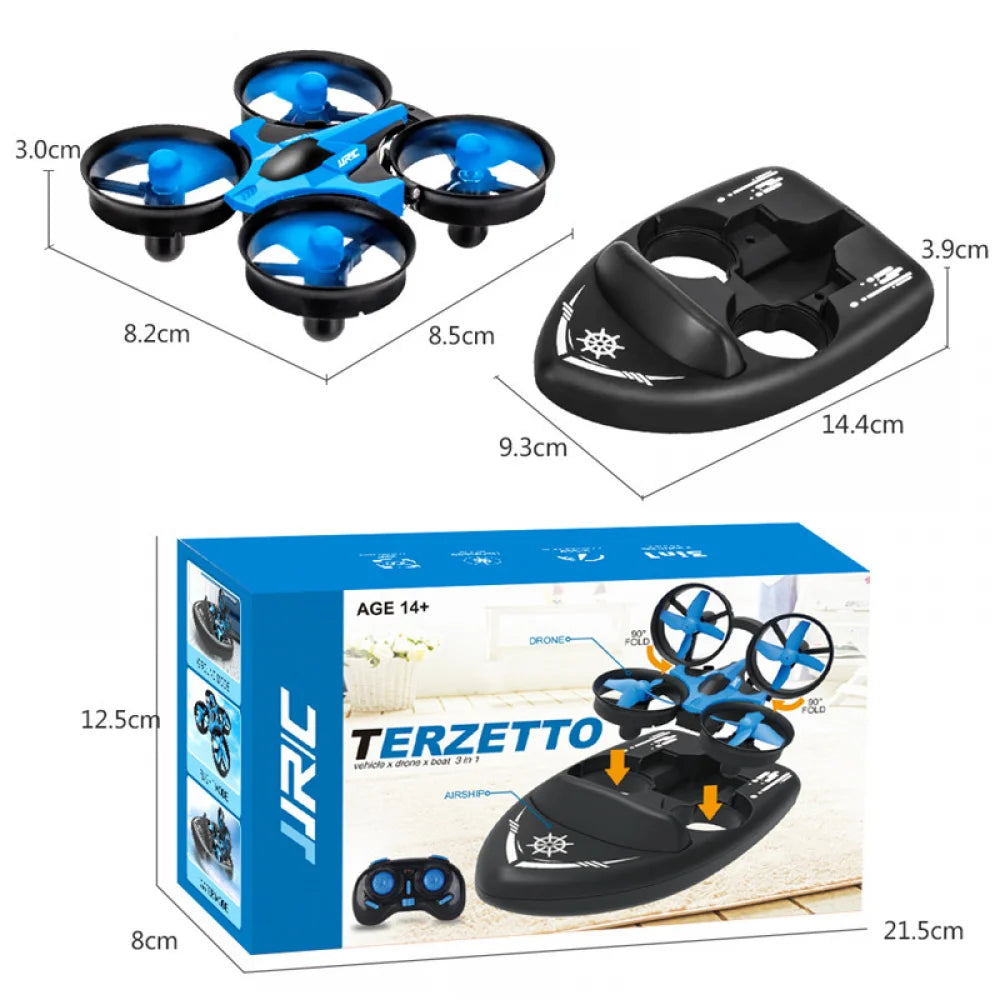JJRC H36F 3-in-1 RC Drone Air, Boat & Land Mode – Kids Quadcopter Toy