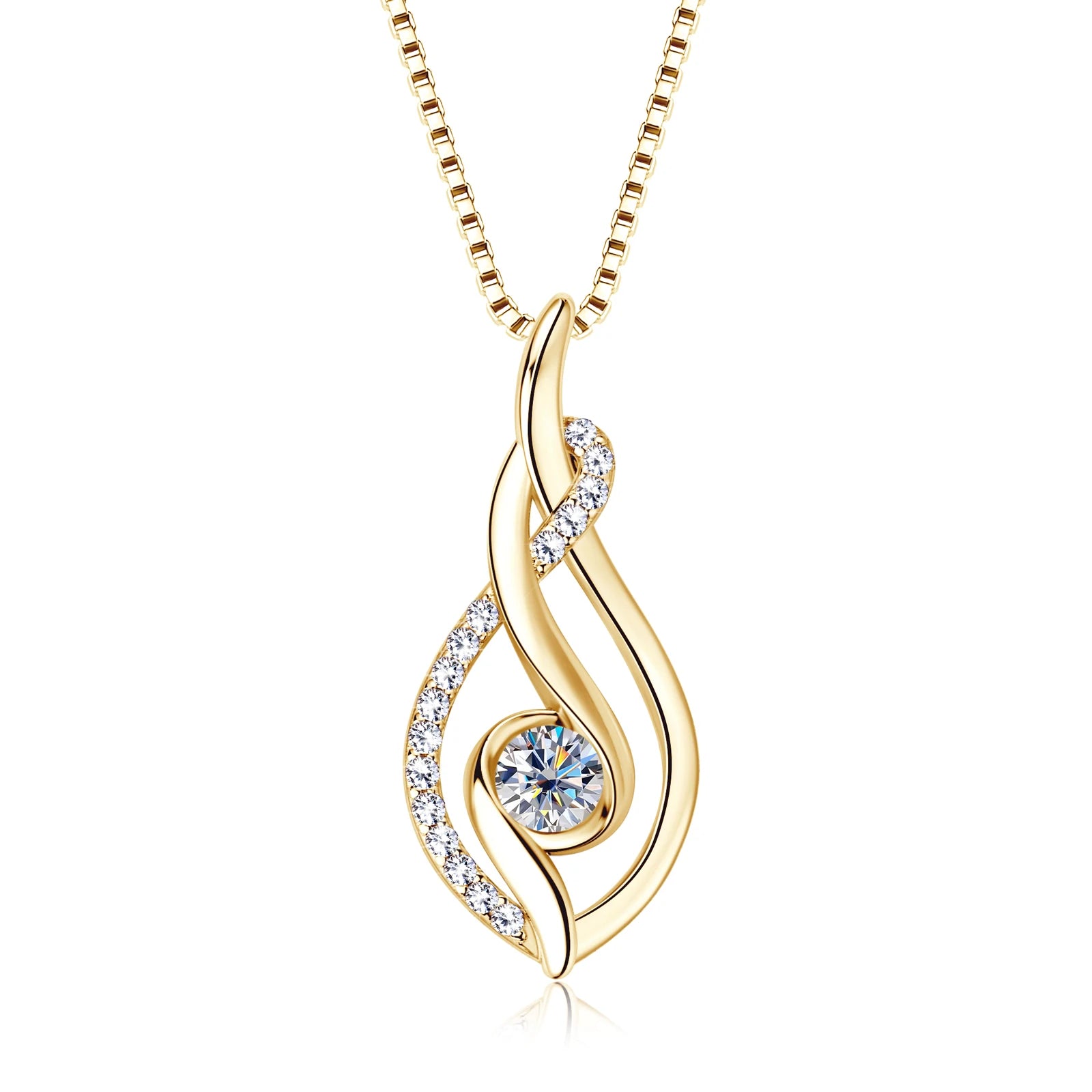 Fine Moissanite Twist Necklace, Gold-Tone 925 Silver