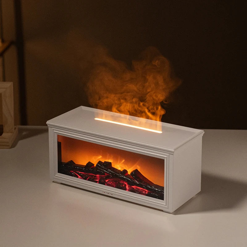 7-Color Flame Essential Oil Diffuser – Mini Fireplace Humidifier & Aromatherapy Lamp