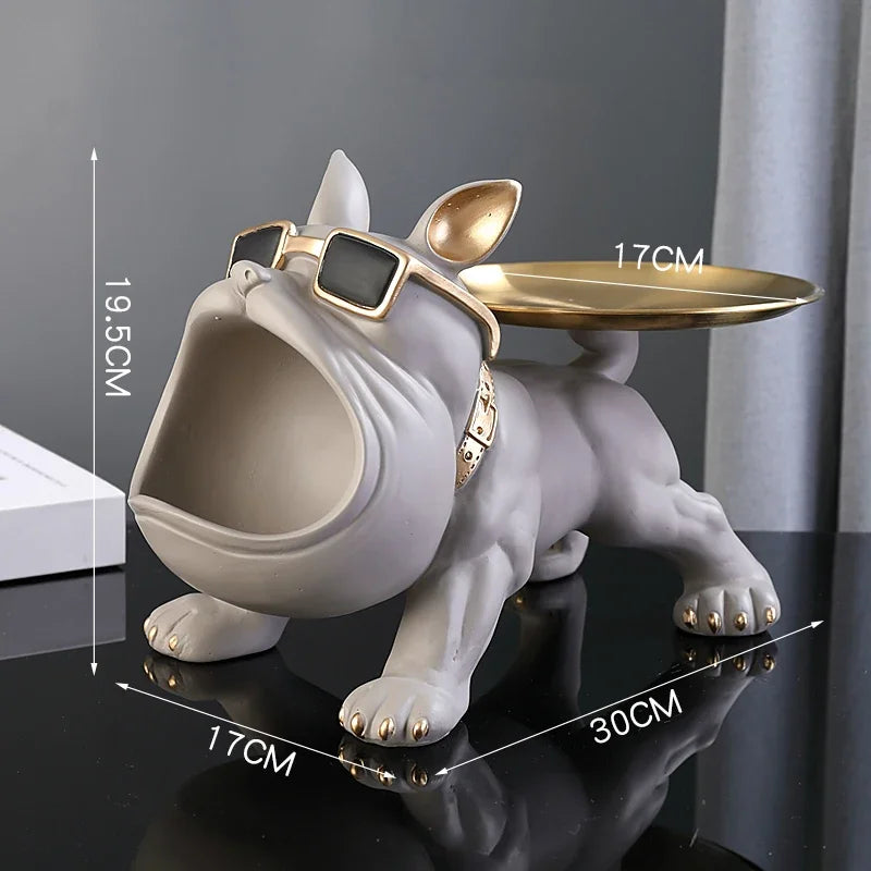 30cm Bulldog Resin Tray Statue