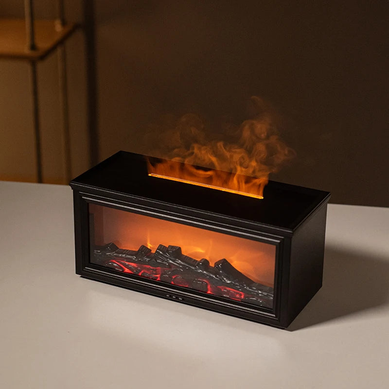 7-Color Flame Essential Oil Diffuser – Mini Fireplace Humidifier & Aromatherapy Lamp