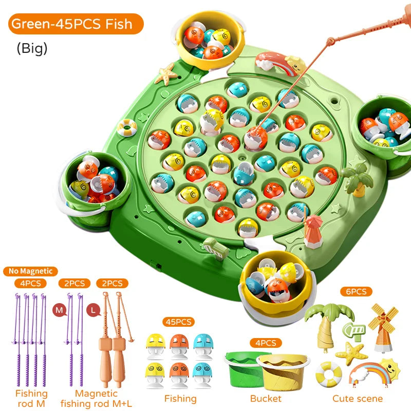 Magnetic Fishing Game Toy – Electric Spinning Playset with Music for Kids 3+