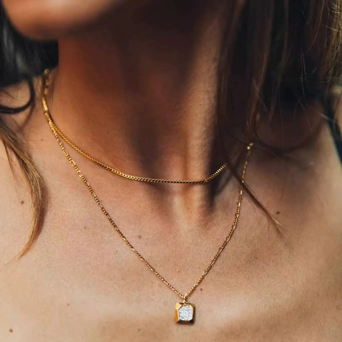 1.2mm Gold Box Chain Necklace – Stainless Steel