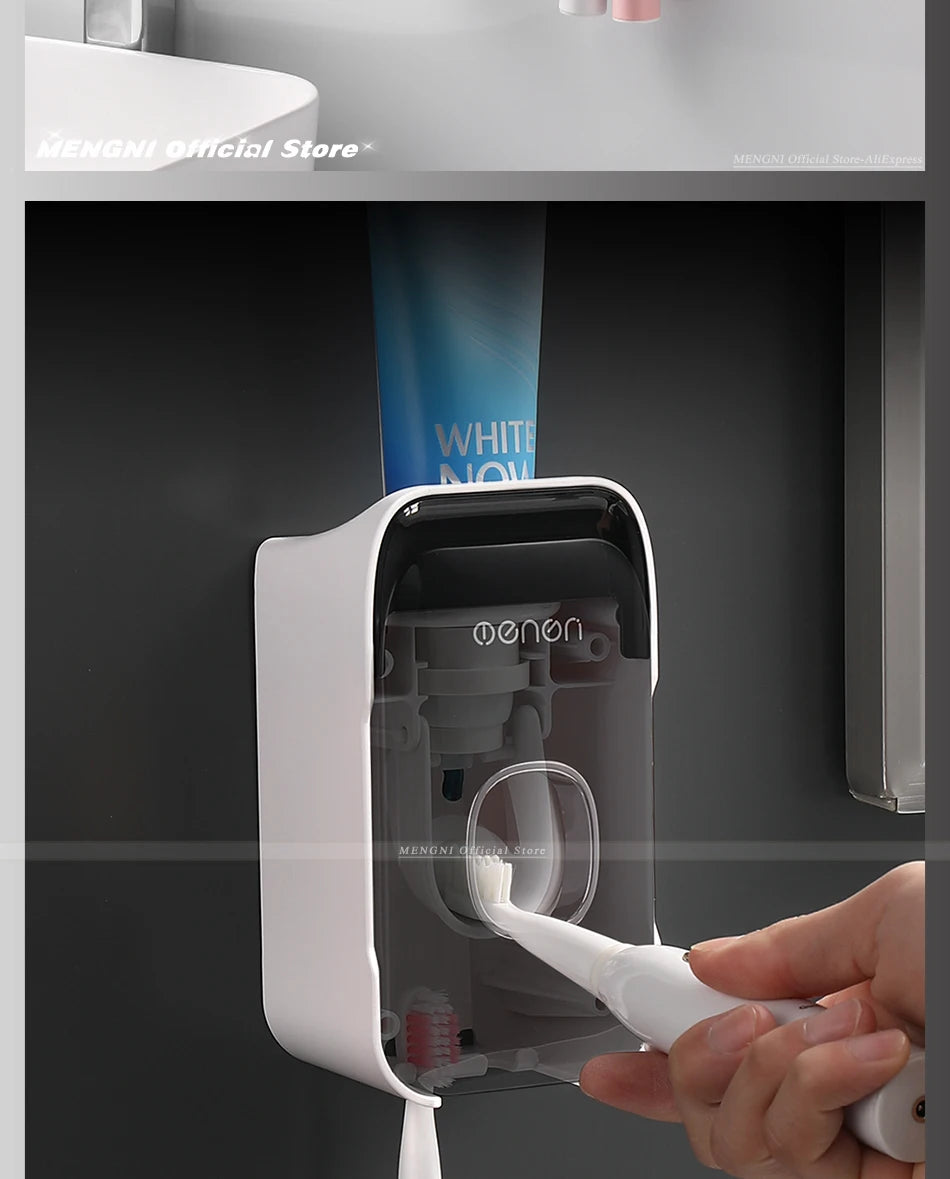 Automatic Toothpaste Dispenser & Toothbrush Holder — Wall-Mounted, No-Drill