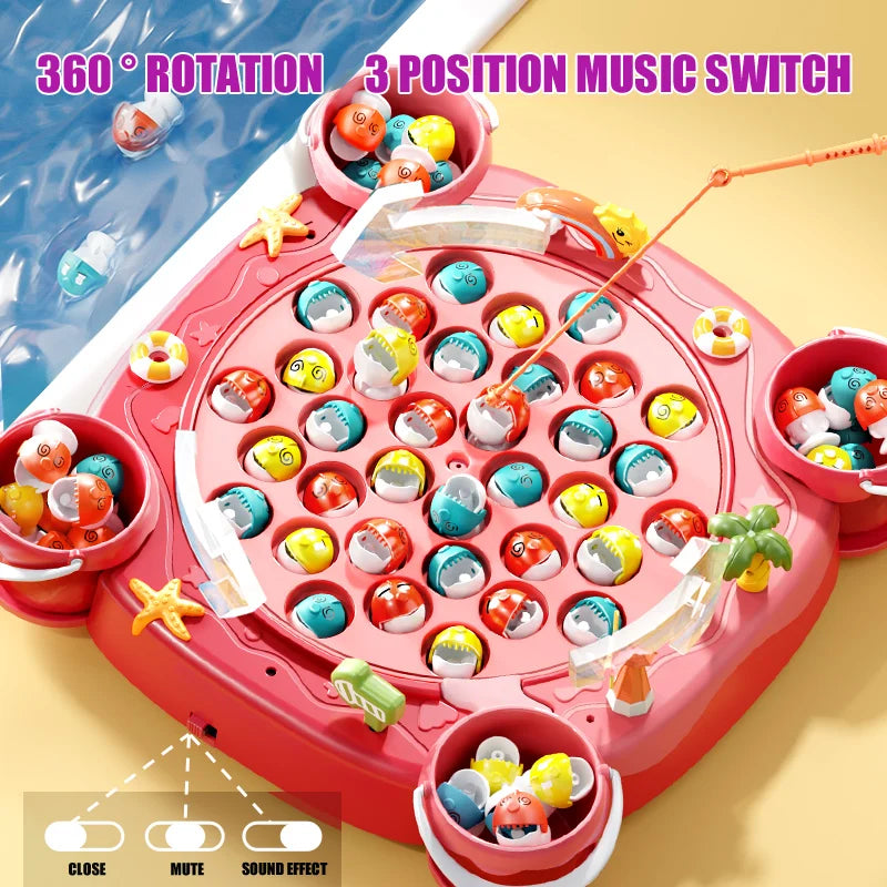 Magnetic Fishing Game Toy – Electric Spinning Playset with Music for Kids 3+