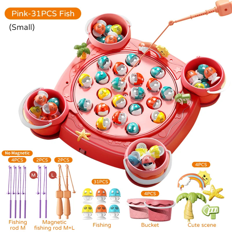 Magnetic Fishing Game Toy – Electric Spinning Playset with Music for Kids 3+