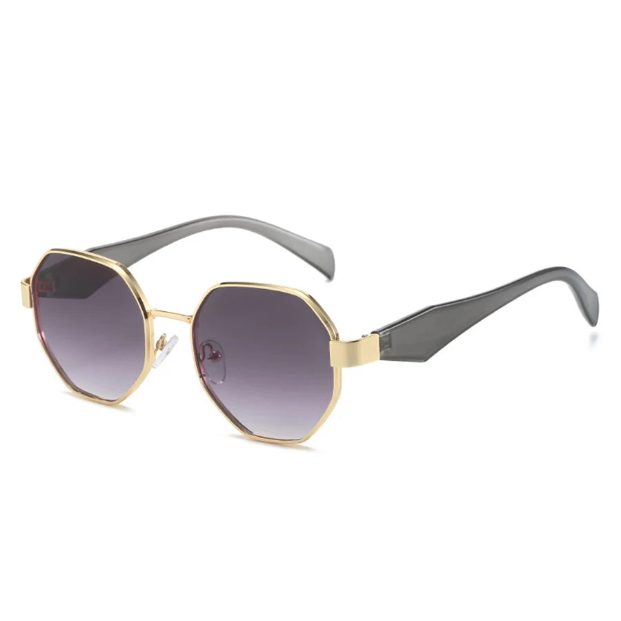 Luxury Retro Polygon Sunglasses – Unisex Metal Frames, Fashion UV400 Shades