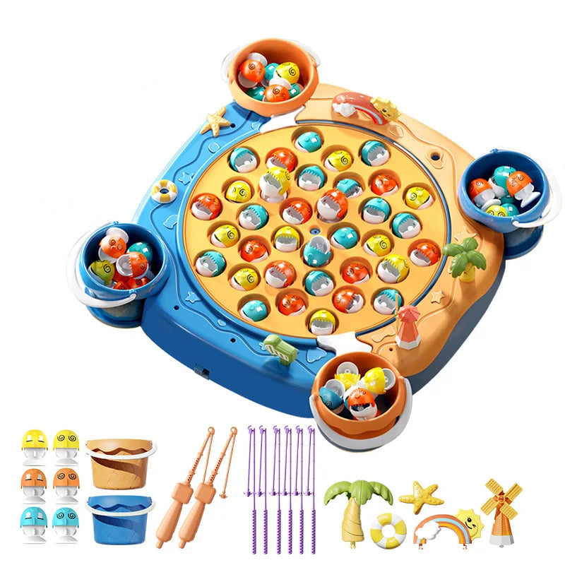 Magnetic Fishing Game Toy – Electric Spinning Playset with Music for Kids 3+