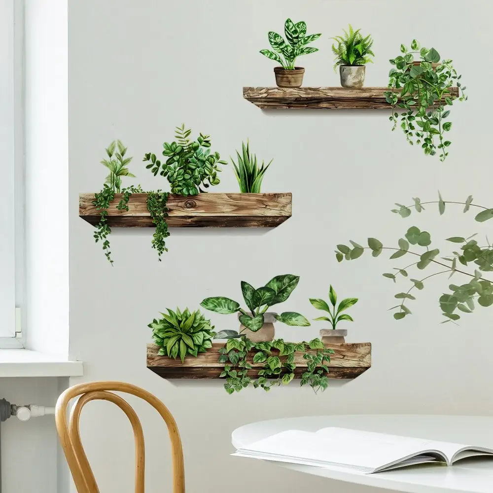 Potted Plant Wall Stickers – Self-Adhesive DIY Removable Mural for Home Decor