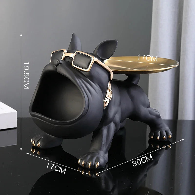 30cm Bulldog Resin Tray Statue