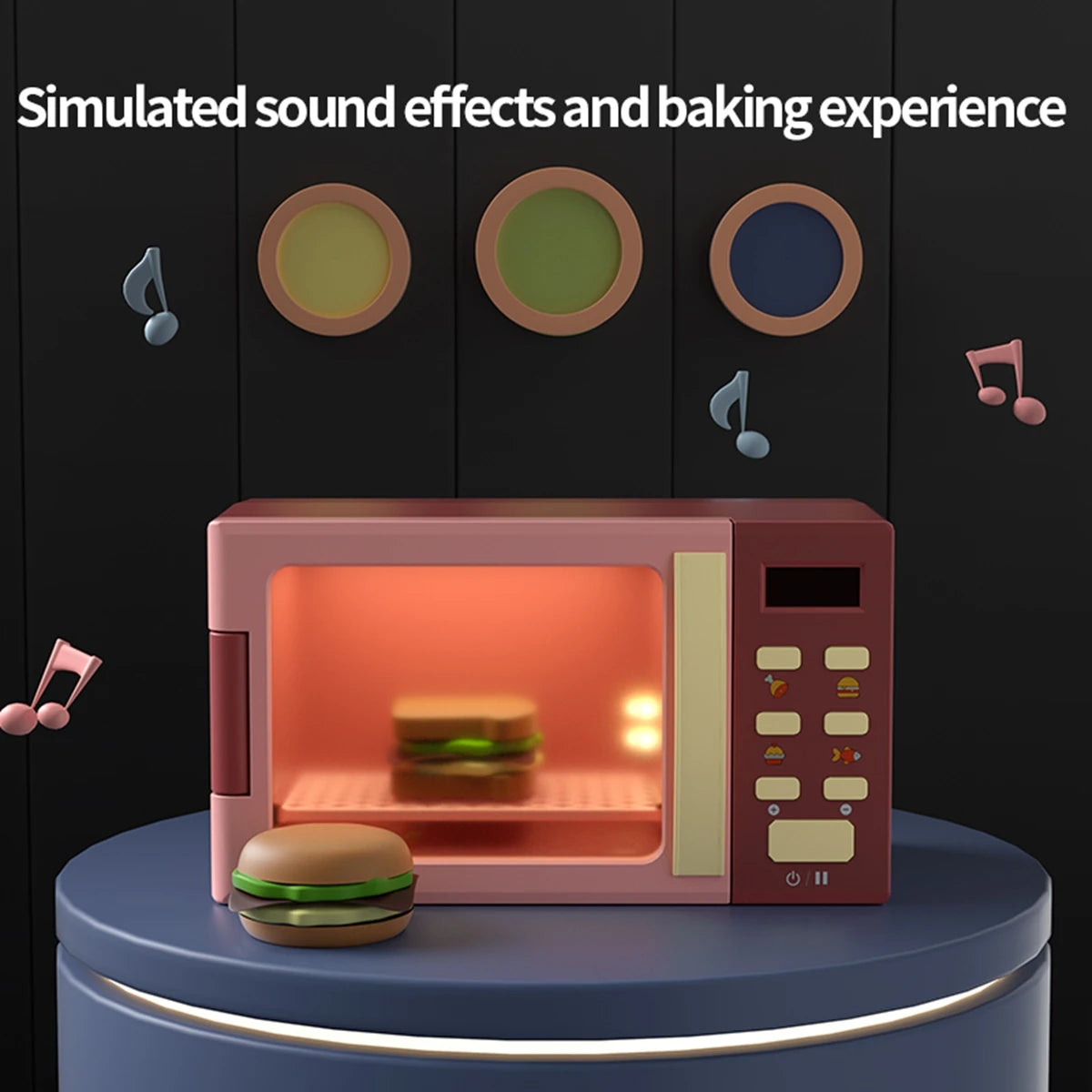 Toy Microwave Oven Playset with Light & Sound – Kids Kitchen Appliance with Play Food & Accessories