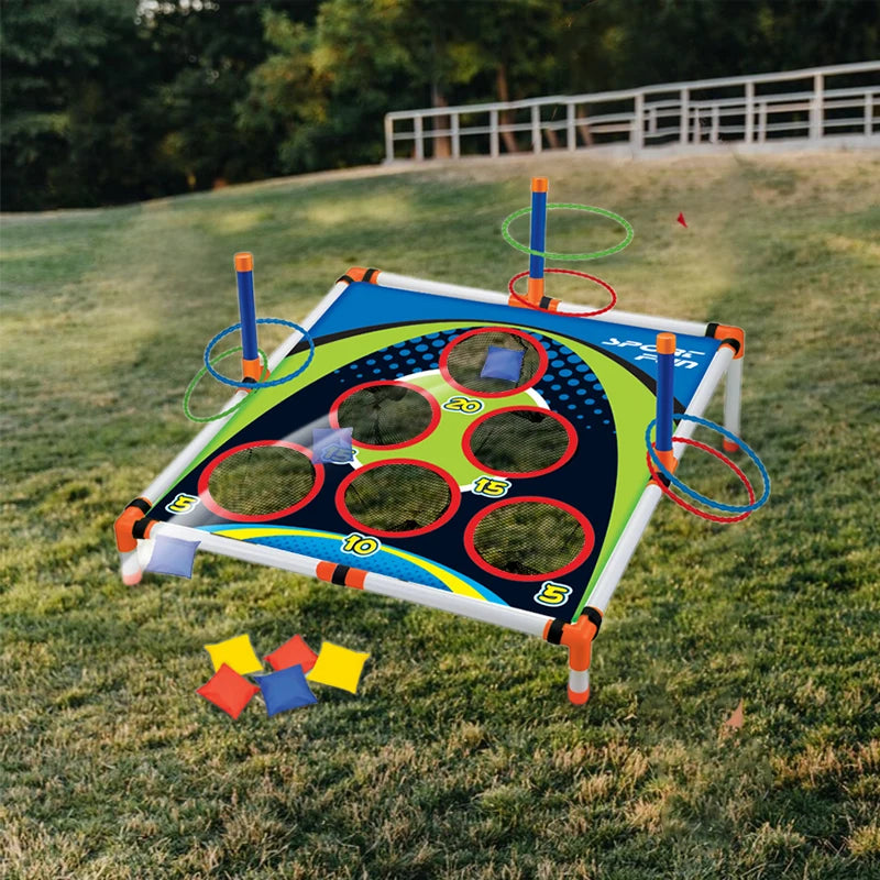 Portable Cornhole Ring Toss Board Set – Outdoor Yard Game for Kids & Adults