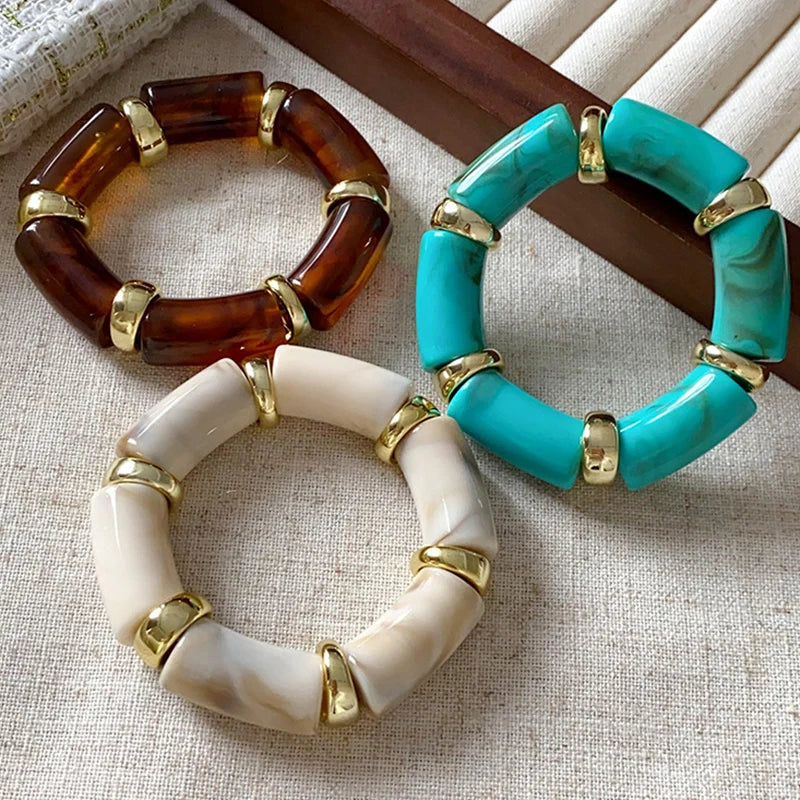 Fashion Resin Tube Bracelet – Stretch Strand Bangle for Women