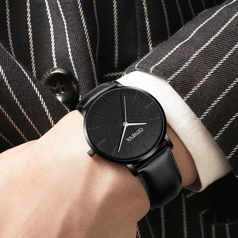 Men's Quartz Watch & Bracelet Set – 4pcs Gift