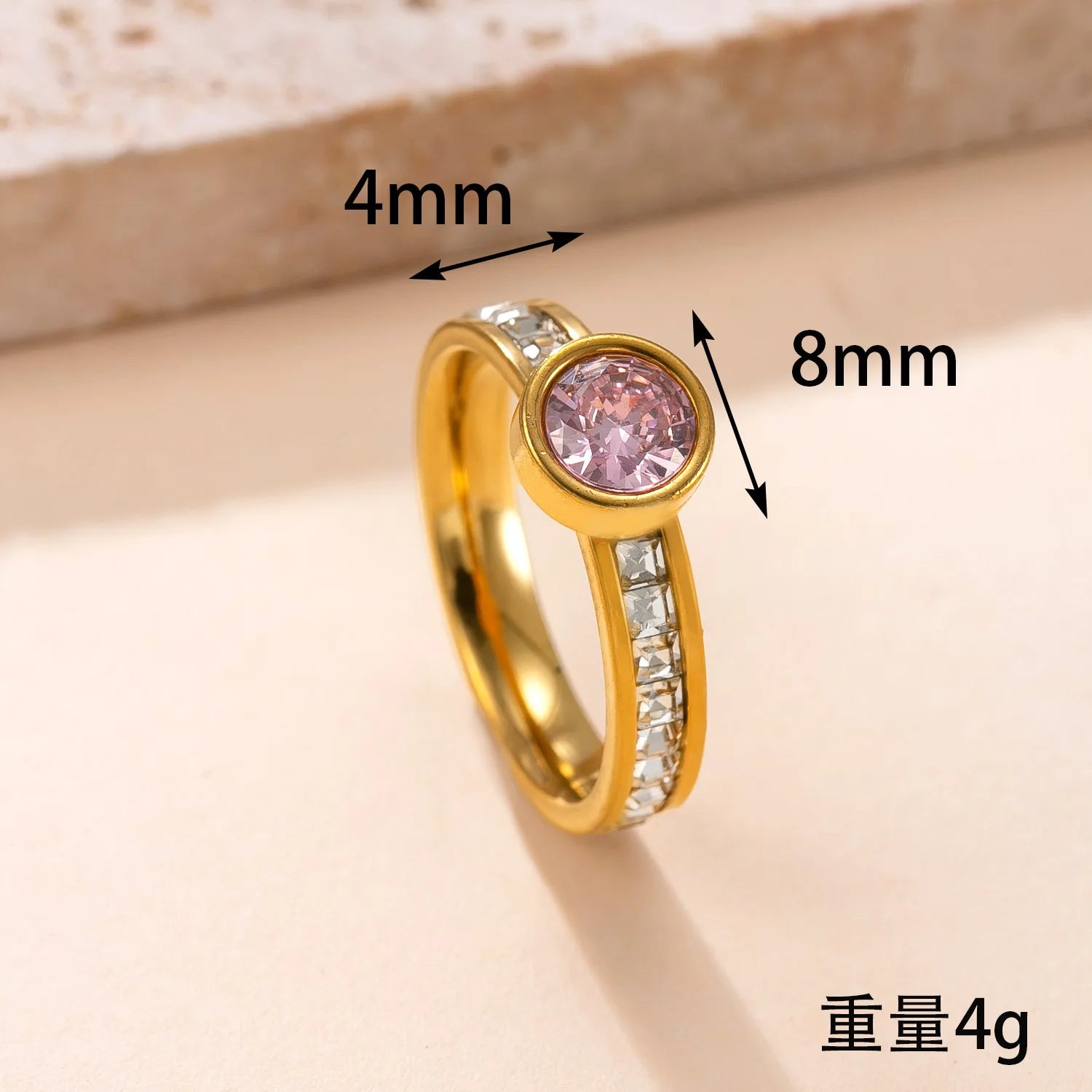 Luxury Zircon Ring for Women – 316L Stainless Steel Fashion Finger Jewelry