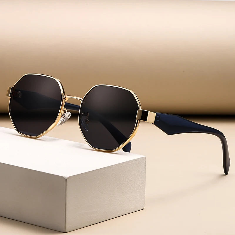 Luxury Retro Polygon Sunglasses – Unisex Metal Frames, Fashion UV400 Shades