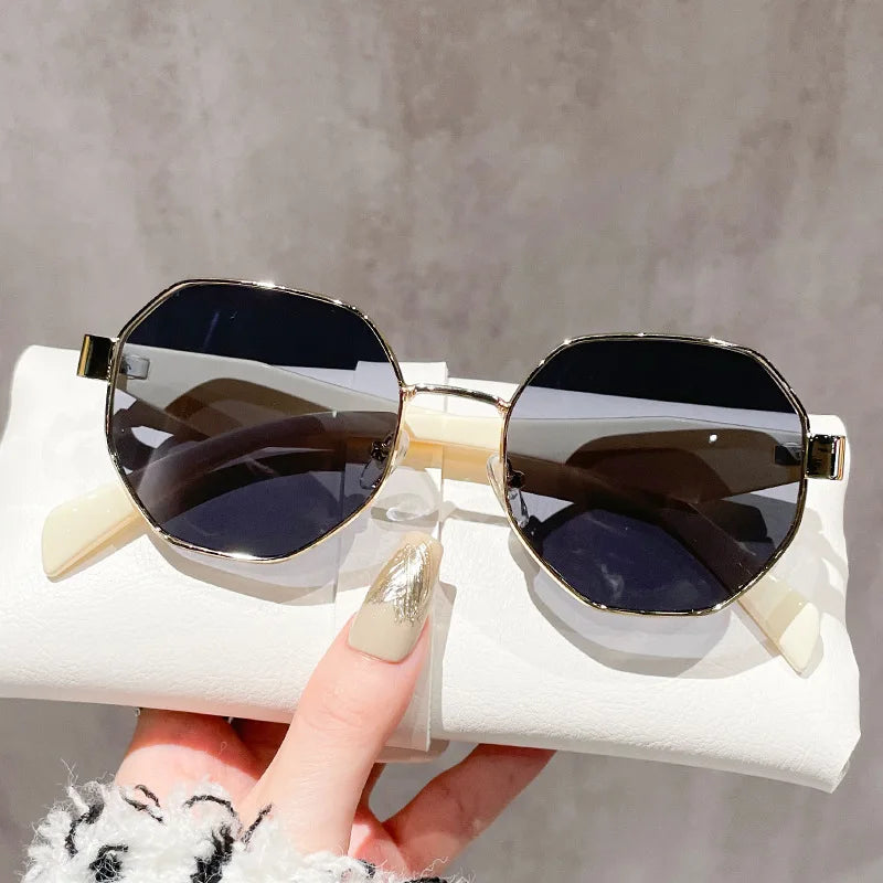 Luxury Retro Polygon Sunglasses – Unisex Metal Frames, Fashion UV400 Shades