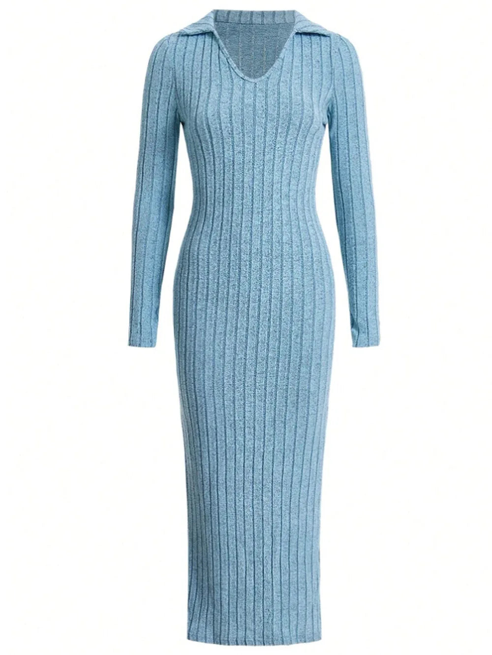 Solid Color Knit Dress – Sexy Slim Lapel Style