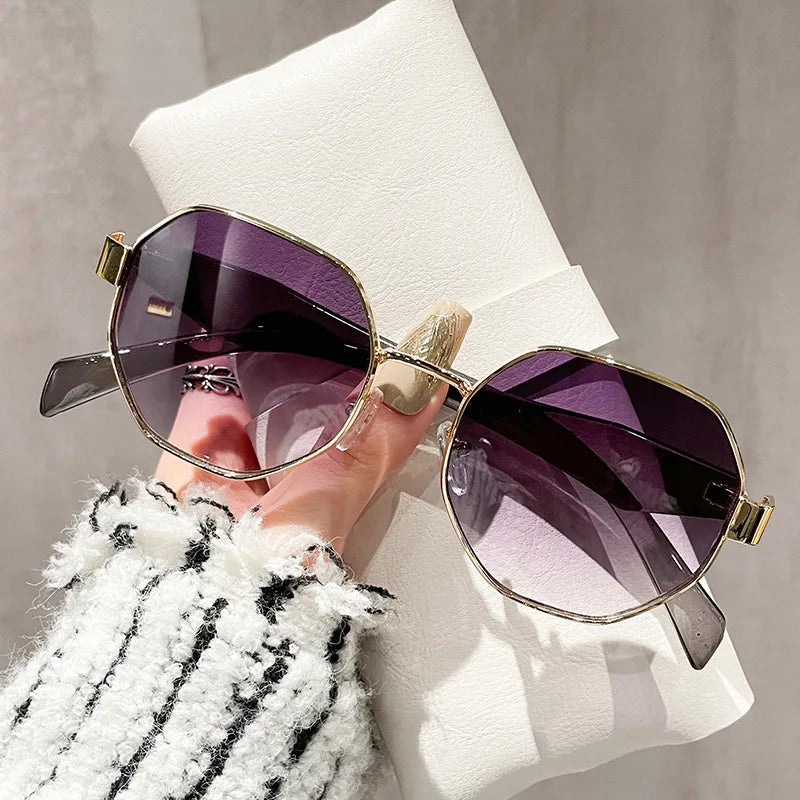 Luxury Retro Polygon Sunglasses – Unisex Metal Frames, Fashion UV400 Shades