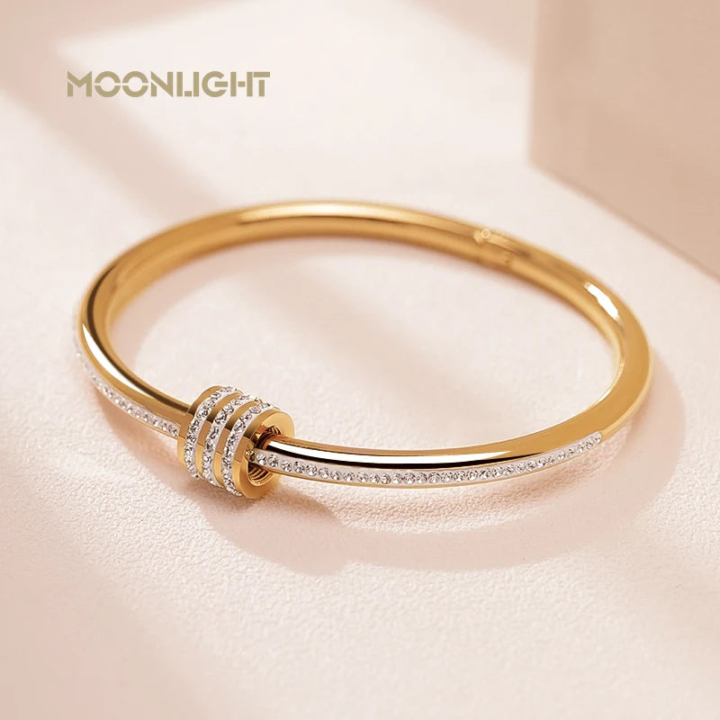 Stainless Steel Moonlight Zircon Bangle