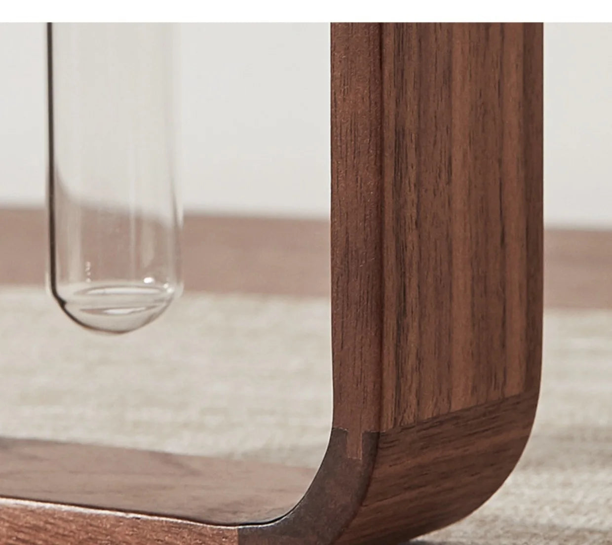 Rectangular Solid Wood Hydroponic Vase – Minimalist Tabletop Planter