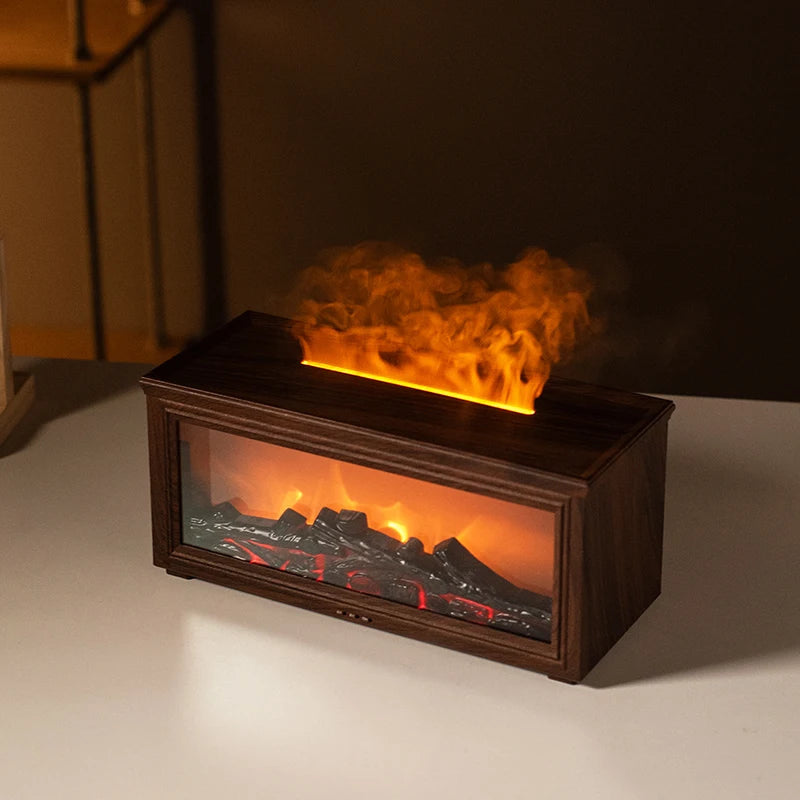 7-Color Flame Essential Oil Diffuser – Mini Fireplace Humidifier & Aromatherapy Lamp