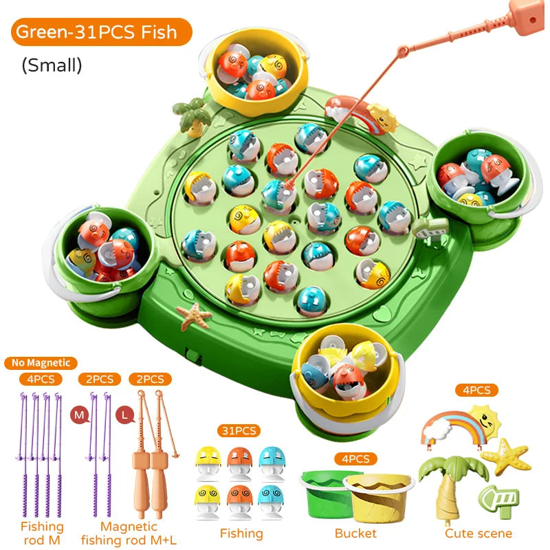 Magnetic Fishing Game Toy – Electric Spinning Playset with Music for Kids 3+