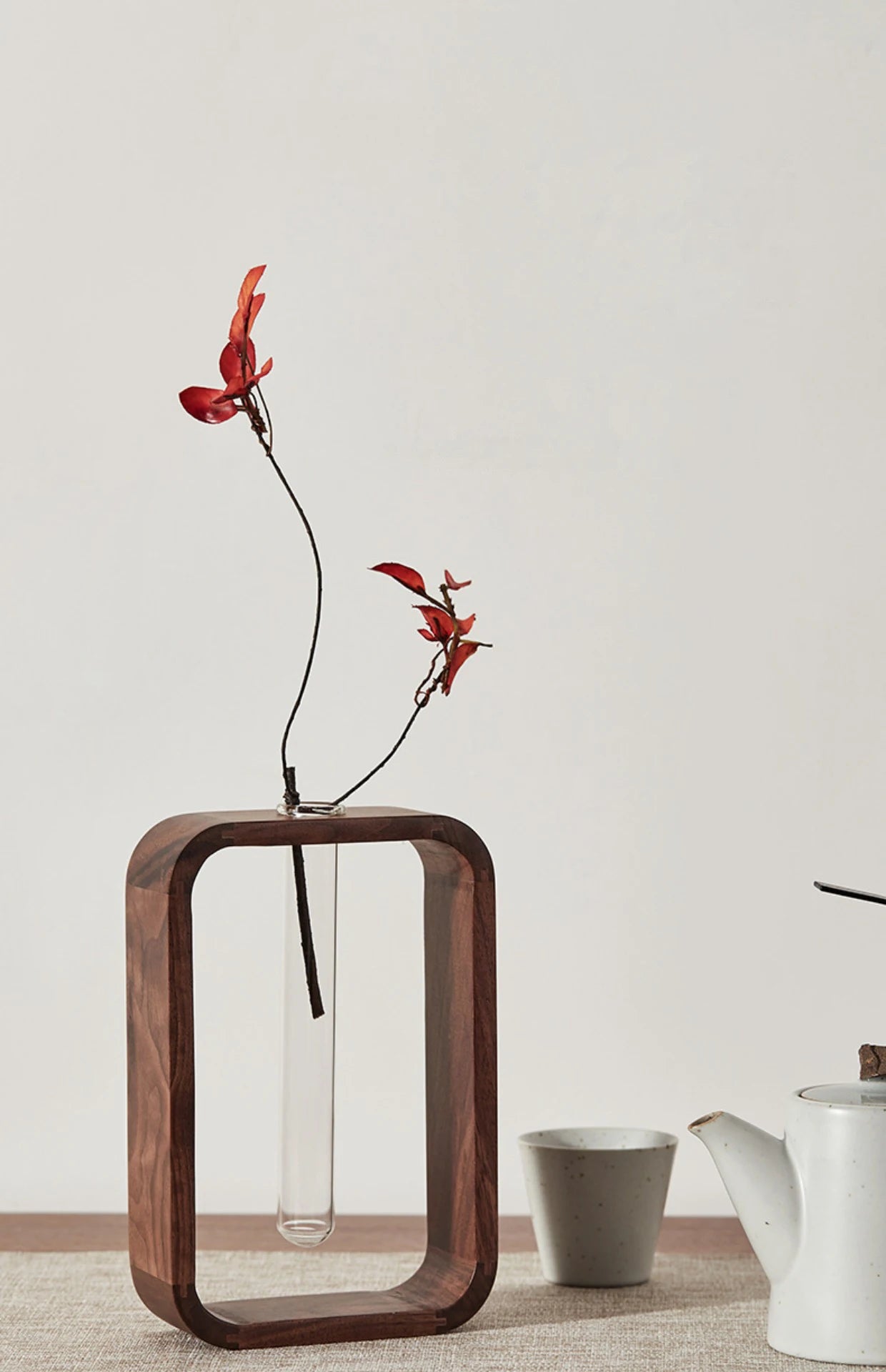 Rectangular Solid Wood Hydroponic Vase – Minimalist Tabletop Planter