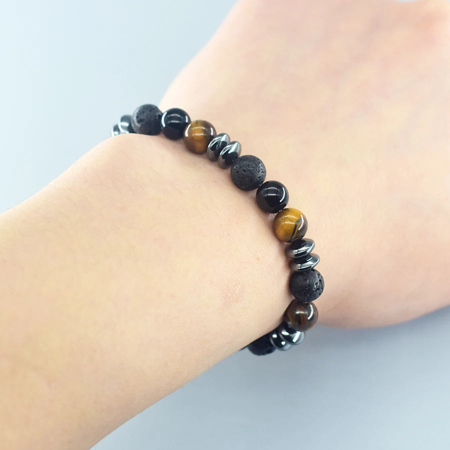 Natural Tiger Eye Bead Bracelet – Wealth & Prosperity Jewelry for Men
