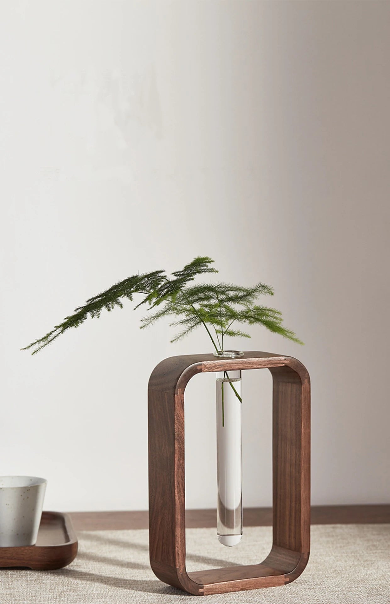 Rectangular Solid Wood Hydroponic Vase – Minimalist Tabletop Planter
