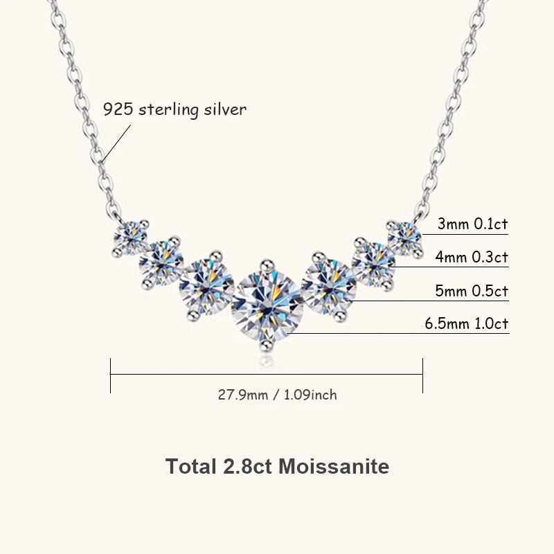 Luxury D-Color Moissanite Necklace — VVS1, 925 Sterling Silver