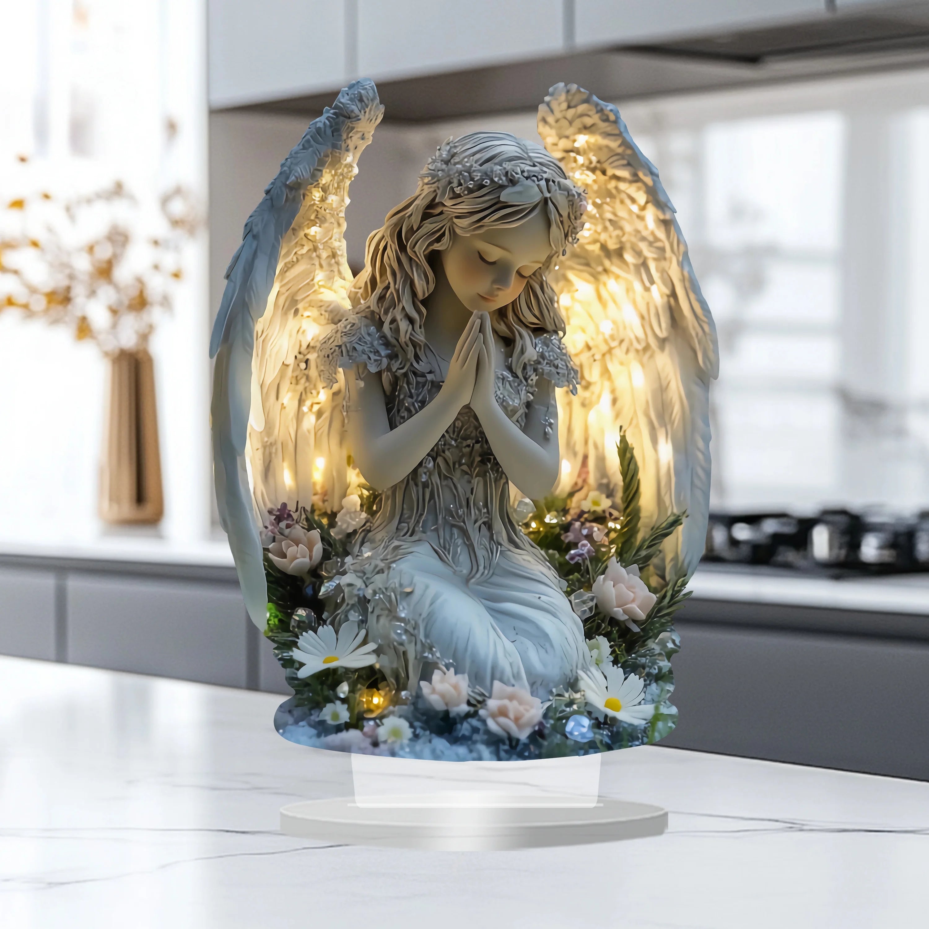 Acrylic Prayer Angel Ornament – Warm Tabletop Home Décor & Gift