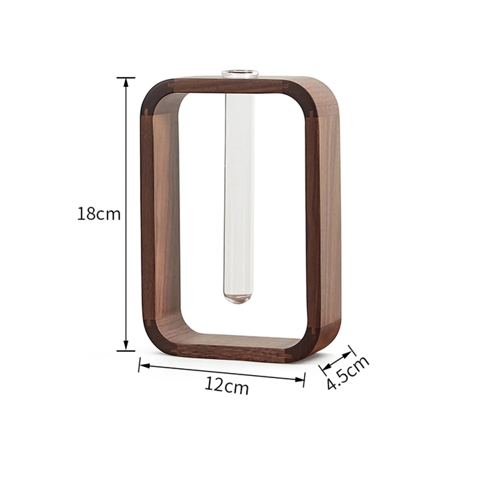Rectangular Solid Wood Hydroponic Vase – Minimalist Tabletop Planter