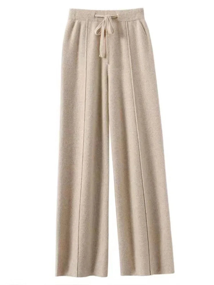 100% Wool Wide-Leg Pants