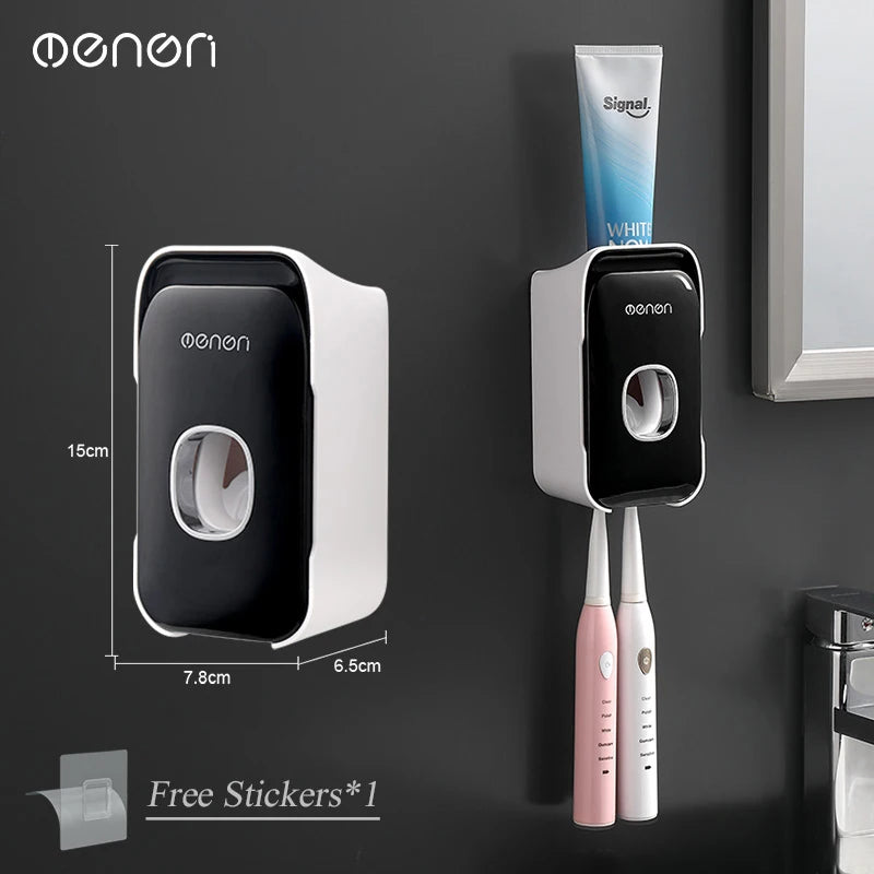 Automatic Toothpaste Dispenser & Toothbrush Holder — Wall-Mounted, No-Drill