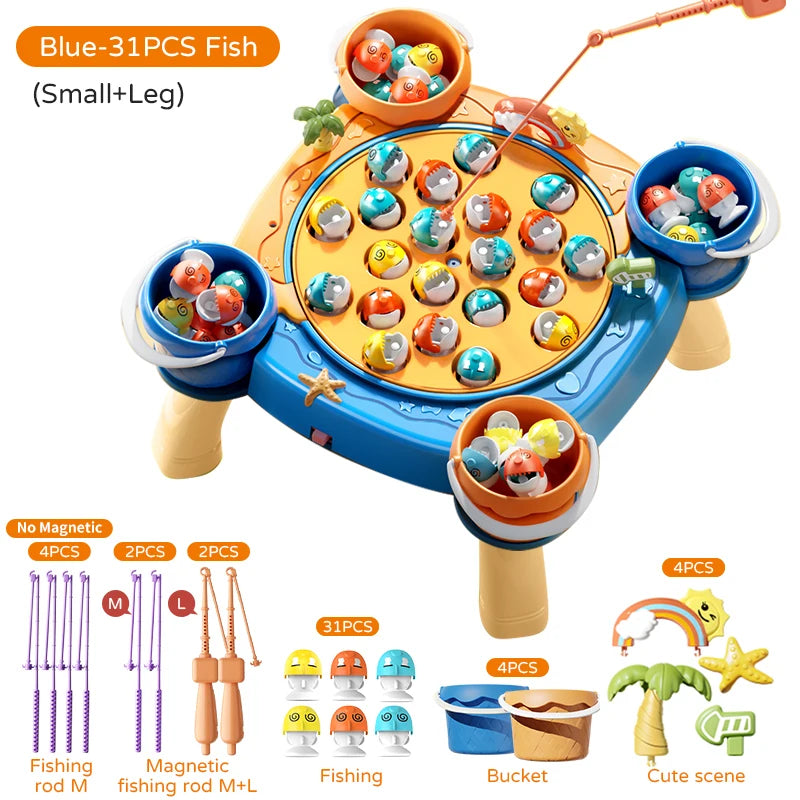 Magnetic Fishing Game Toy – Electric Spinning Playset with Music for Kids 3+