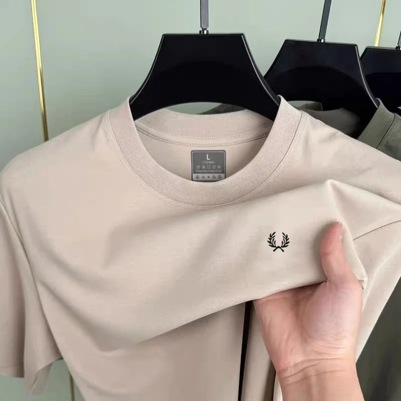 Men's Cotton Seamless T-shirt – Summer Luxury Embroidered Top