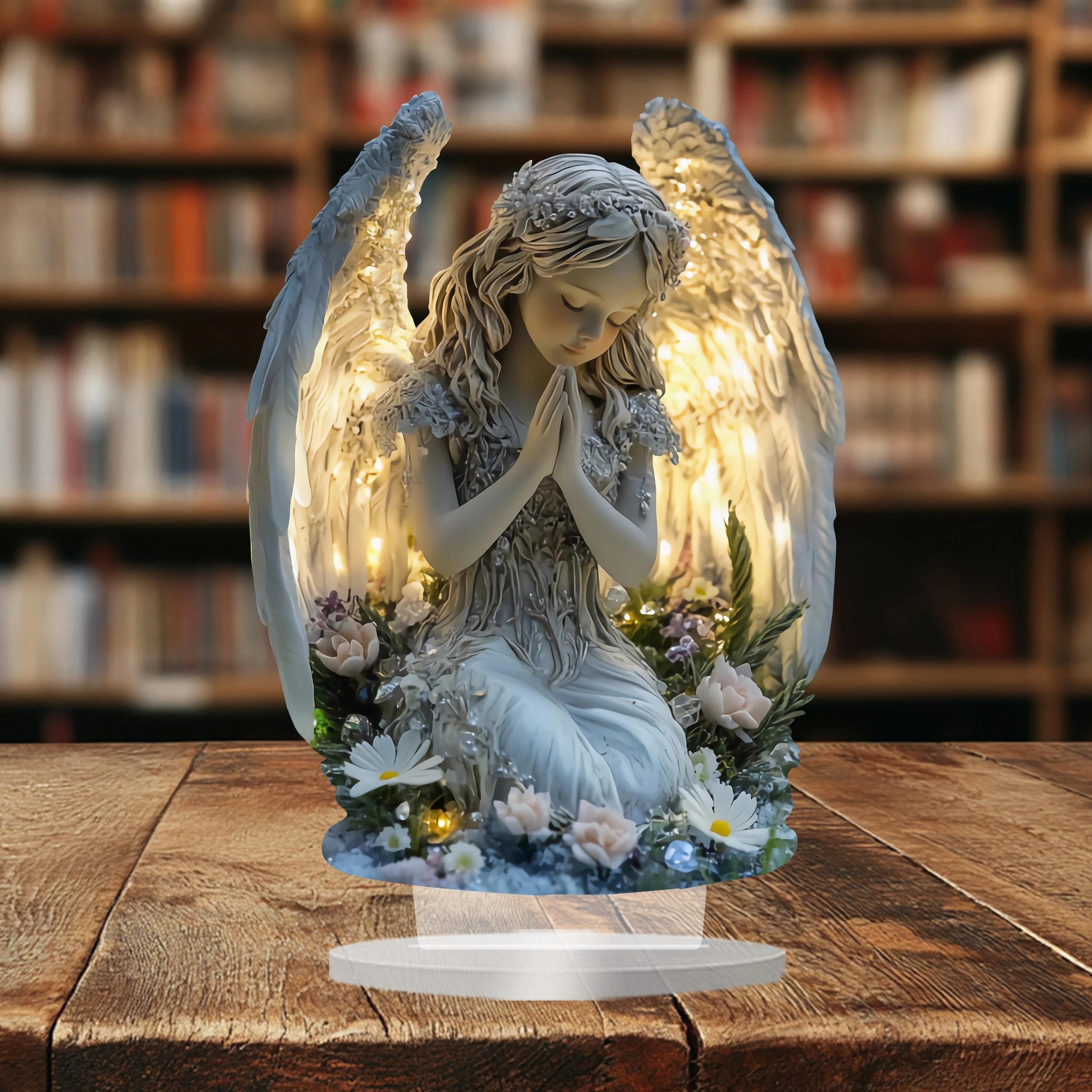 Acrylic Prayer Angel Ornament – Warm Tabletop Home Décor & Gift
