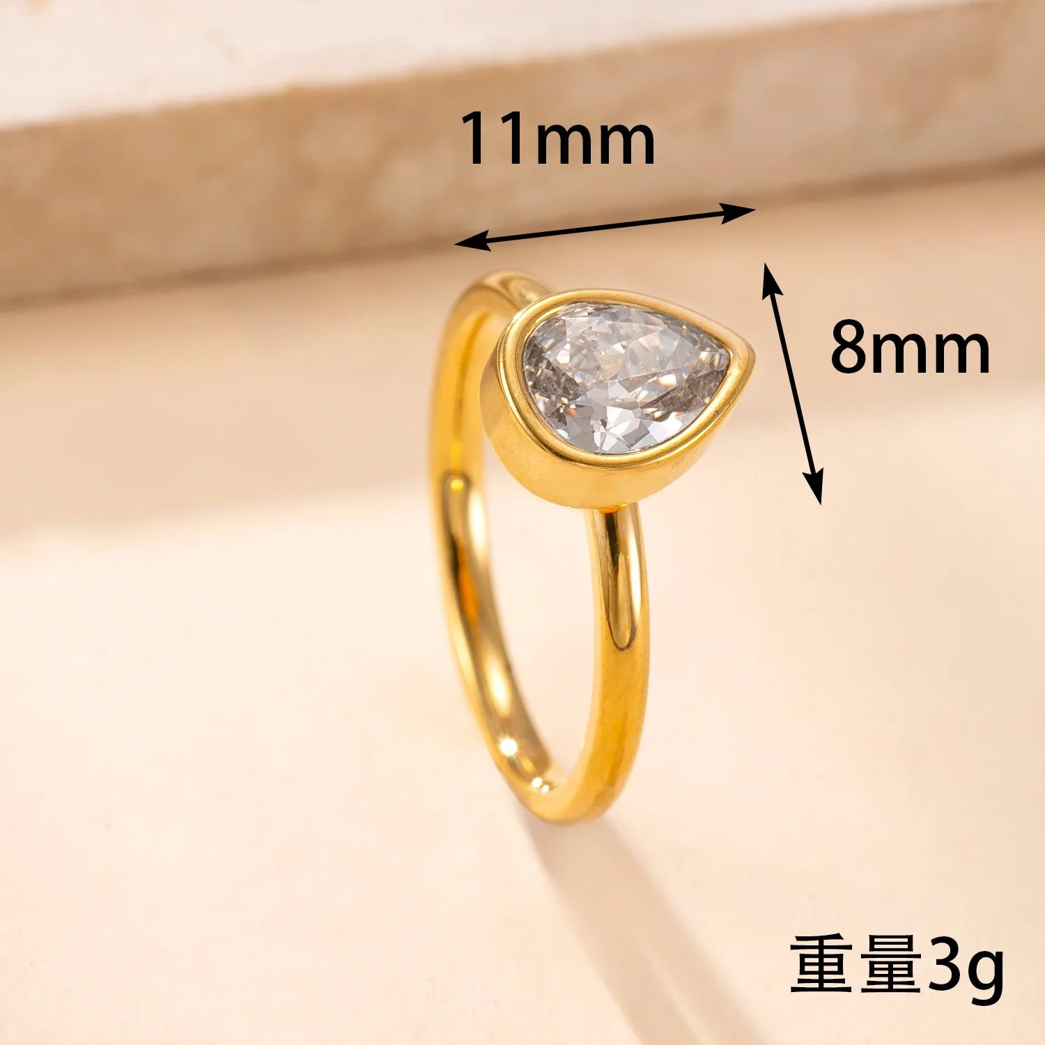 Luxury Zircon Ring for Women – 316L Stainless Steel Fashion Finger Jewelry