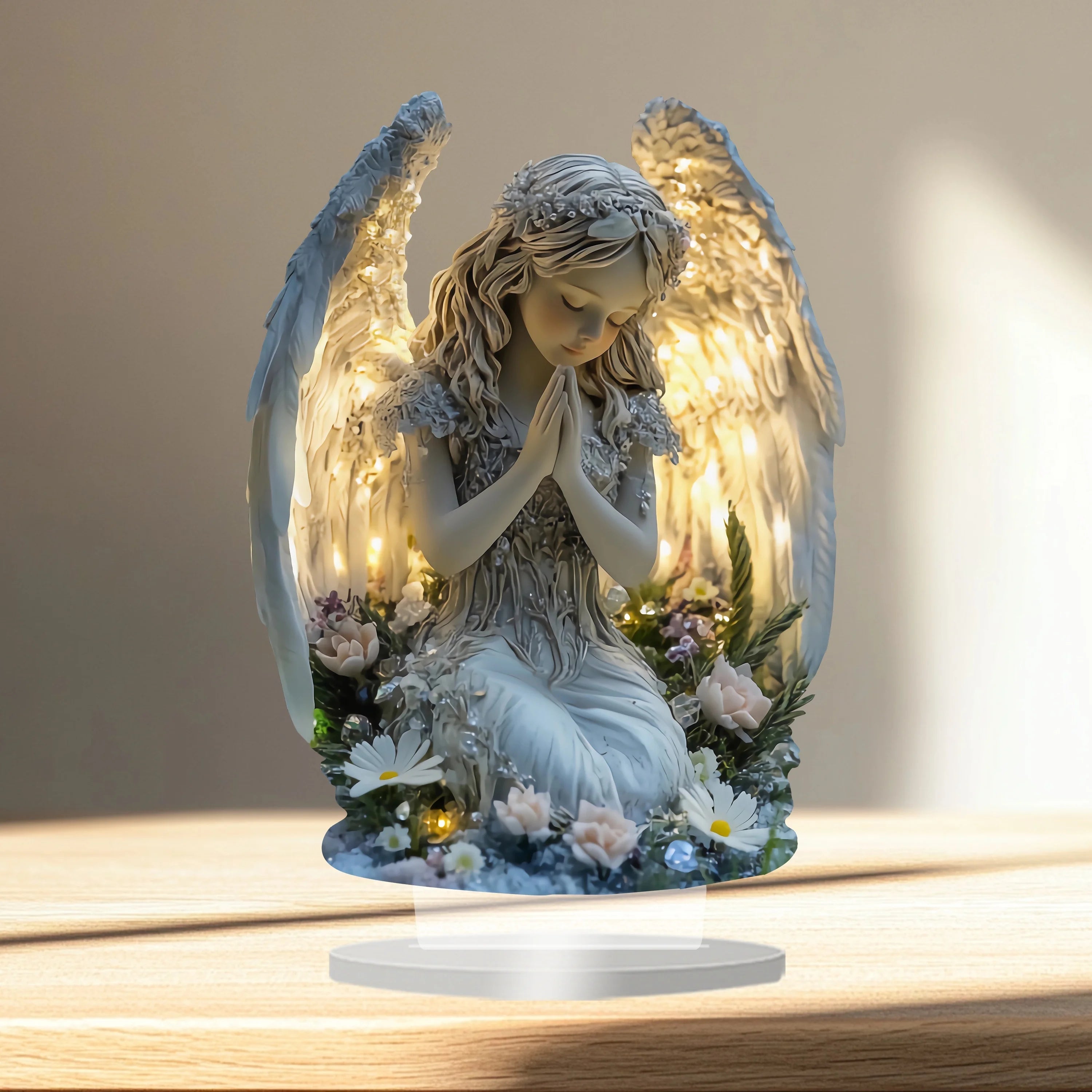 Acrylic Prayer Angel Ornament – Warm Tabletop Home Décor & Gift