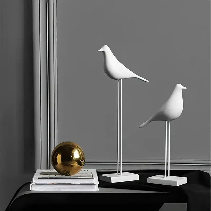 Nordic Resin Bird Statue – Handcrafted Desktop & Home Decoration