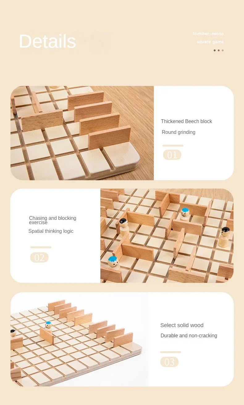 Wooden Board Game Puzzle – Parent-Child Chase & Battle Toy