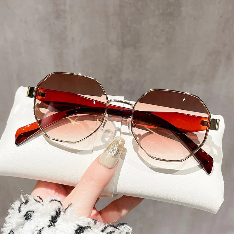 Luxury Retro Polygon Sunglasses – Unisex Metal Frames, Fashion UV400 Shades