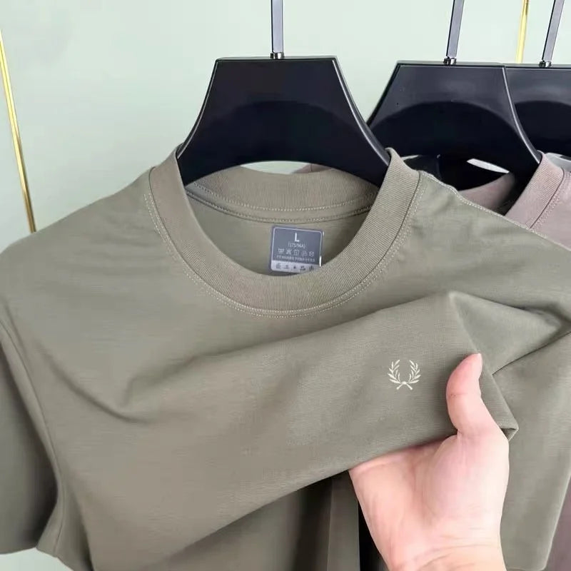 Men's Cotton Seamless T-shirt – Summer Luxury Embroidered Top