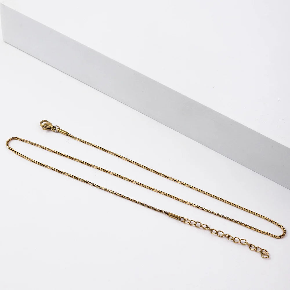 1.2mm Gold Box Chain Necklace – Stainless Steel