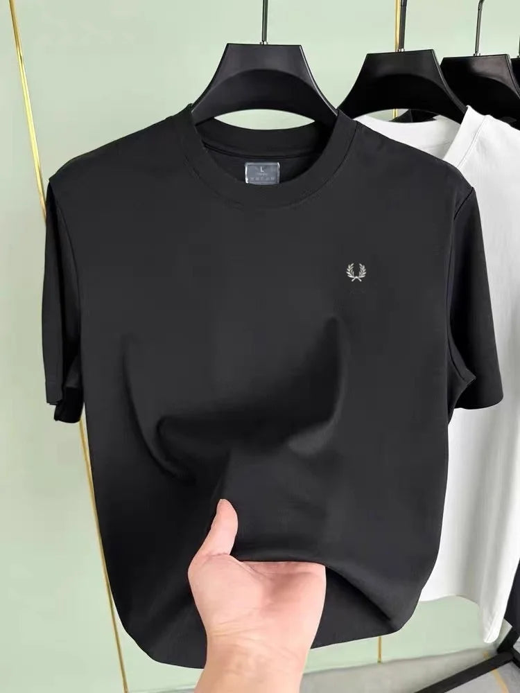Men's Cotton Seamless T-shirt – Summer Luxury Embroidered Top