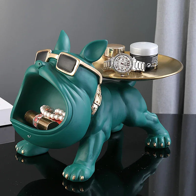30cm Bulldog Resin Tray Statue