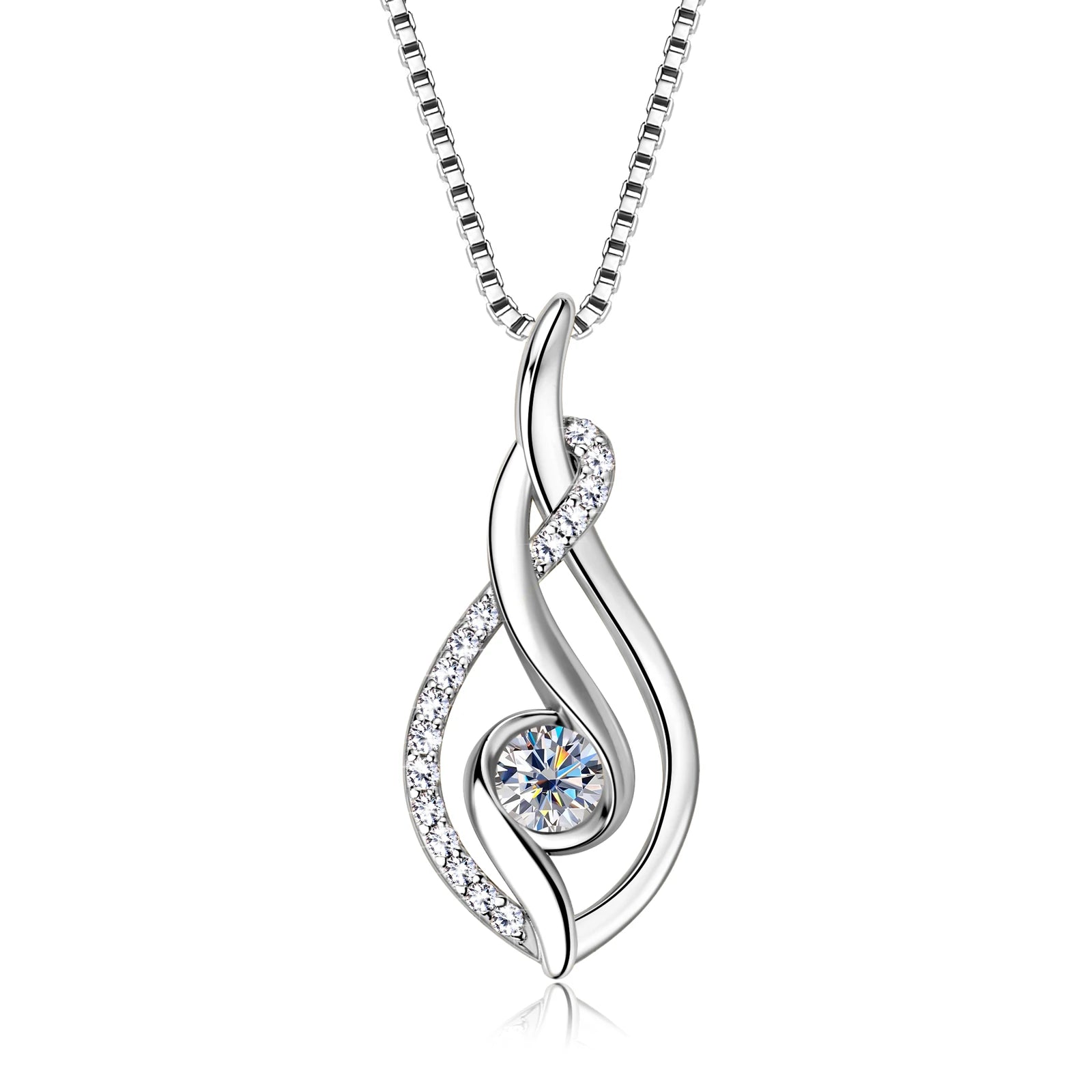 Fine Moissanite Twist Necklace, Gold-Tone 925 Silver