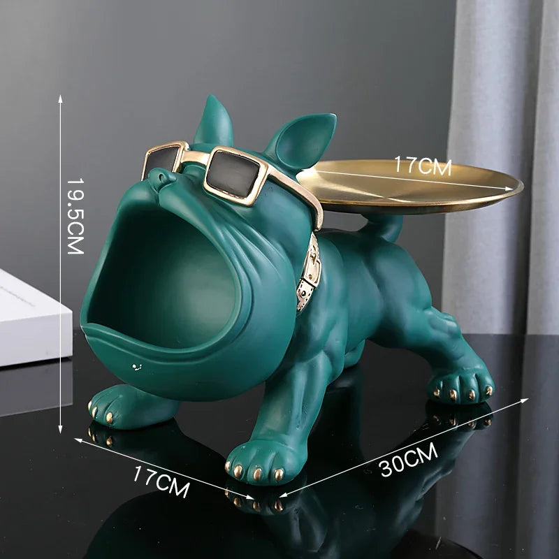 30cm Bulldog Resin Tray Statue