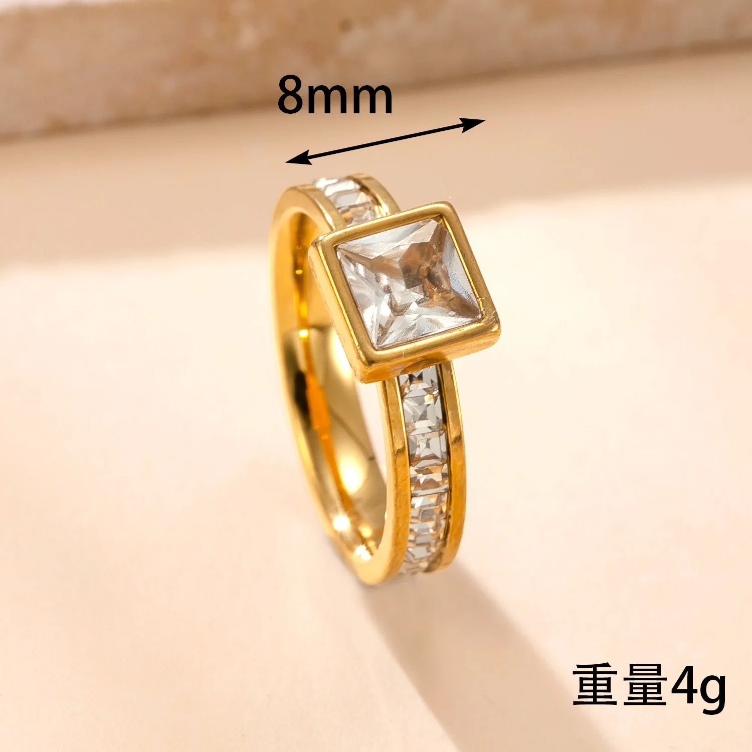 Luxury Zircon Ring for Women – 316L Stainless Steel Fashion Finger Jewelry